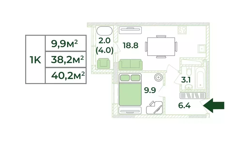 1-к кв. Крым, Симферопольский район, с. Мирное, Жигулина Роща мкр  ... - Фото 1