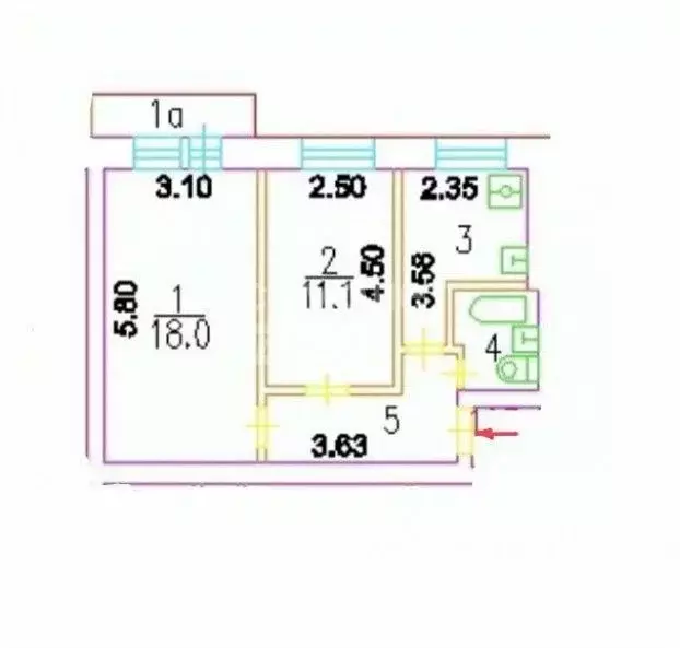 2-к кв. Москва Малый Песчаный пер., 2 (45.0 м) - Фото 2