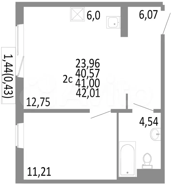 2-к. квартира, 41 м, 7/10 эт. - Фото 0