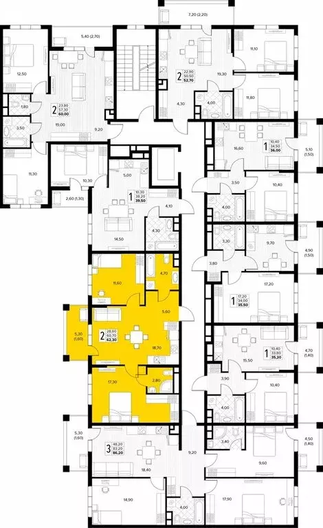 2-комнатная квартира: Сукко, жилой комплекс Кипарис (62.3 м) - Фото 1