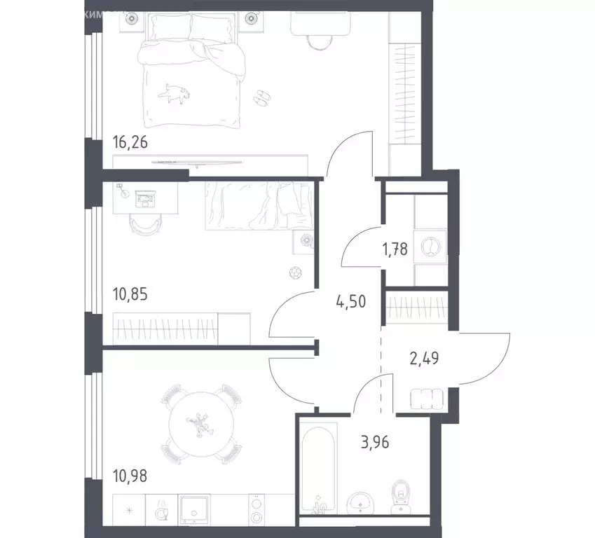 2-комнатная квартира: посёлок городского типа Мисайлово, микрорайон ... - Фото 1