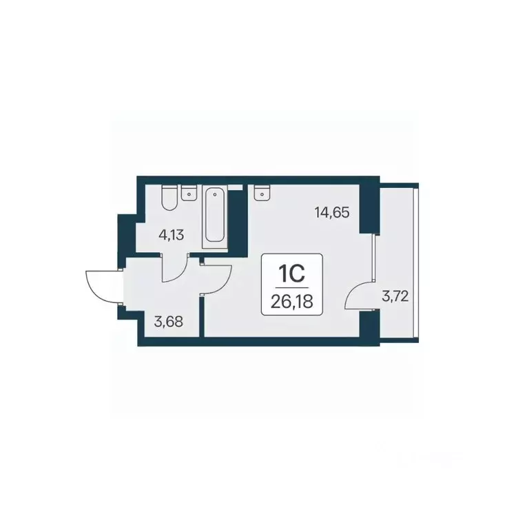 Студия Новосибирская область, Новосибирск Игарская ул., 19/4 (26.18 м) - Фото 0