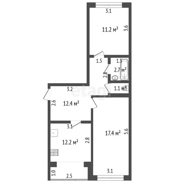 2-комнатная квартира: Мичуринск, Липецкое шоссе, 11 (55.2 м) - Фото 0