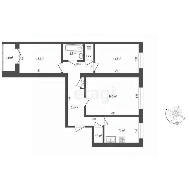 3-к кв. Хабаровский край, Комсомольск-на-Амуре просп. Первостроителей, ... - Фото 2