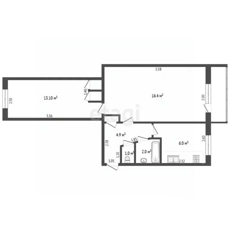 2-к кв. Забайкальский край, Чита ул. Недорезова, 2Б (44.5 м) - Фото 1