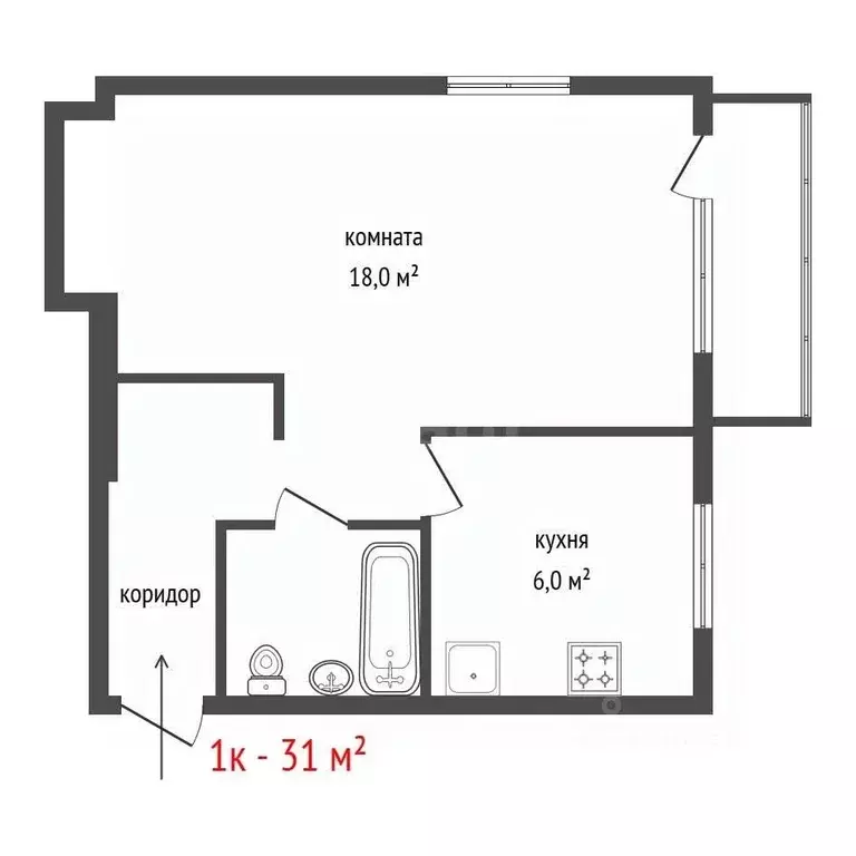 1-к кв. Свердловская область, Екатеринбург ул. Советская, 14 (31.0 м) - Фото 1