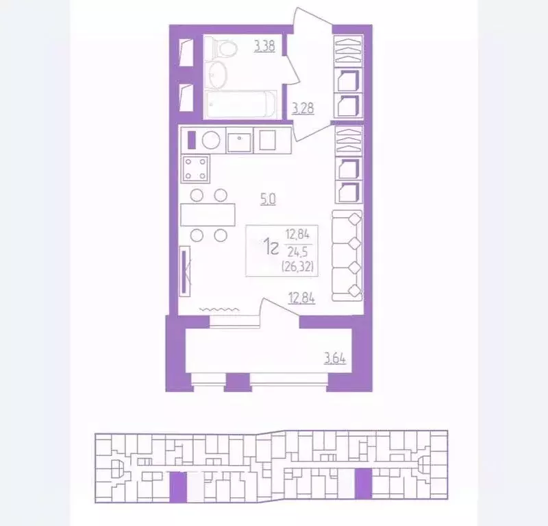 Студия Мордовия, Саранск ул. Косарева, 15А (26.32 м) - Фото 0