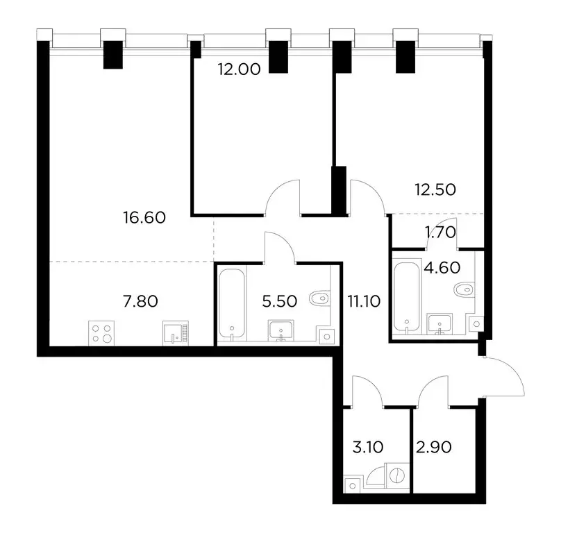 3-комнатная квартира: Москва, ЖК Инджой (77.8 м) - Фото 0