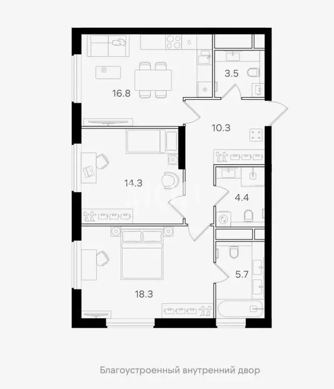 2-к кв. Москва Щукинская ул., 3 (73.3 м) - Фото 1