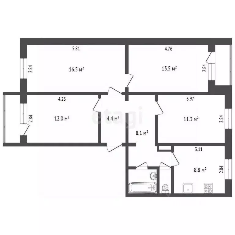 4-к кв. Калужская область, Калуга городской округ, д. Мстихино ул. ... - Фото 2