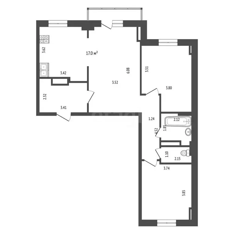 3-комнатная квартира: Челябинск, улица Университетская Набережная, 54 ... - Фото 1