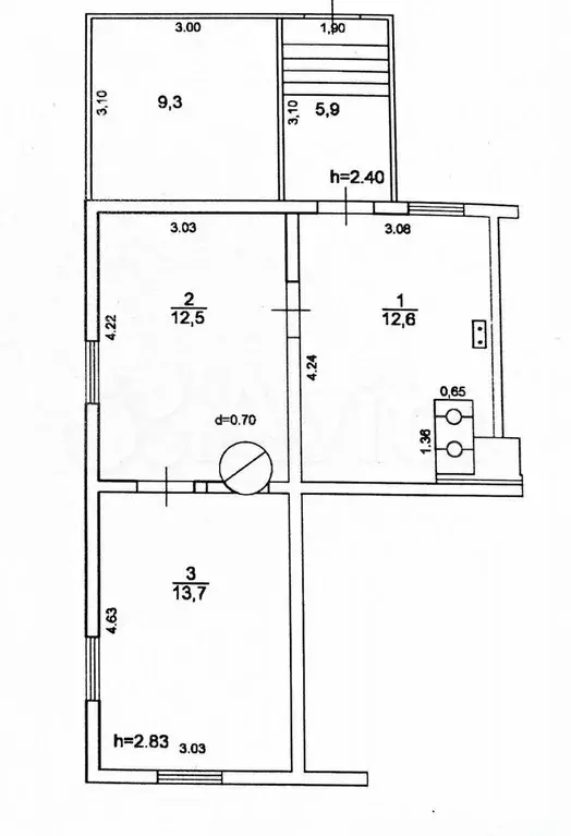 2-к. квартира, 40 м, 1/1 эт. - Фото 0