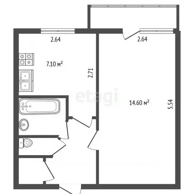 1-к кв. Ленинградская область, Кировск Набережная ул., 1к4 (29.5 м) - Фото 2