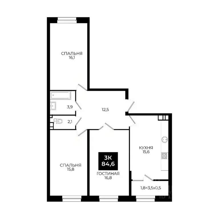 3-к кв. Ставропольский край, Ставрополь ул. Южный обход, 65 (84.6 м) - Фото 1