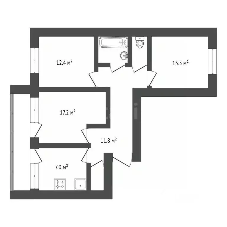 3-к кв. Амурская область, Благовещенск Студенческая ул., 20 (66.6 м) - Фото 1
