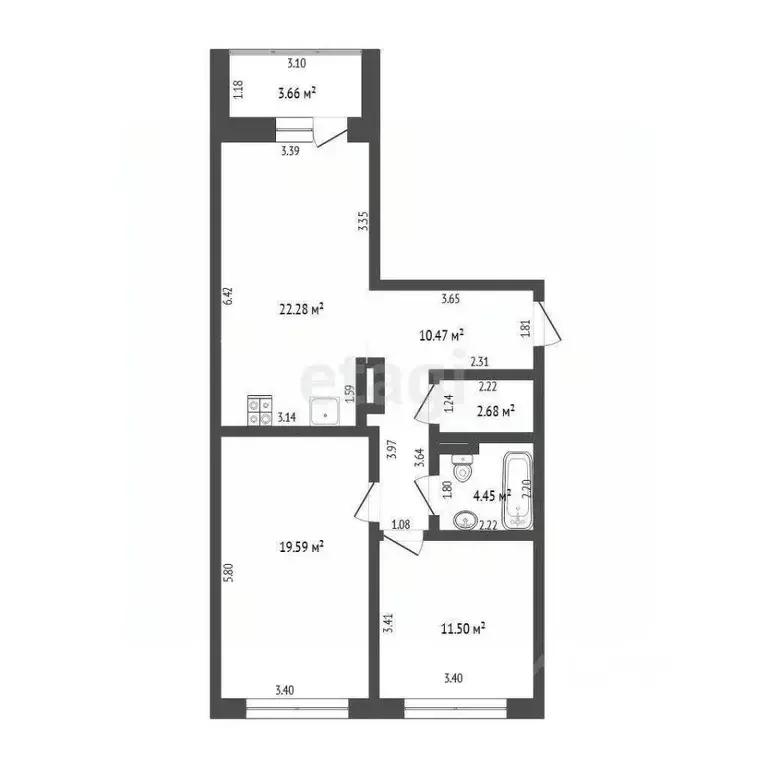 2-к кв. Тюменская область, Тюменский муниципальный округ, д. Патрушева ... - Фото 2