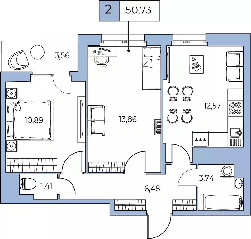 2-к кв. Санкт-Петербург ул. Русановская, 24 (49.8 м) - Фото 0