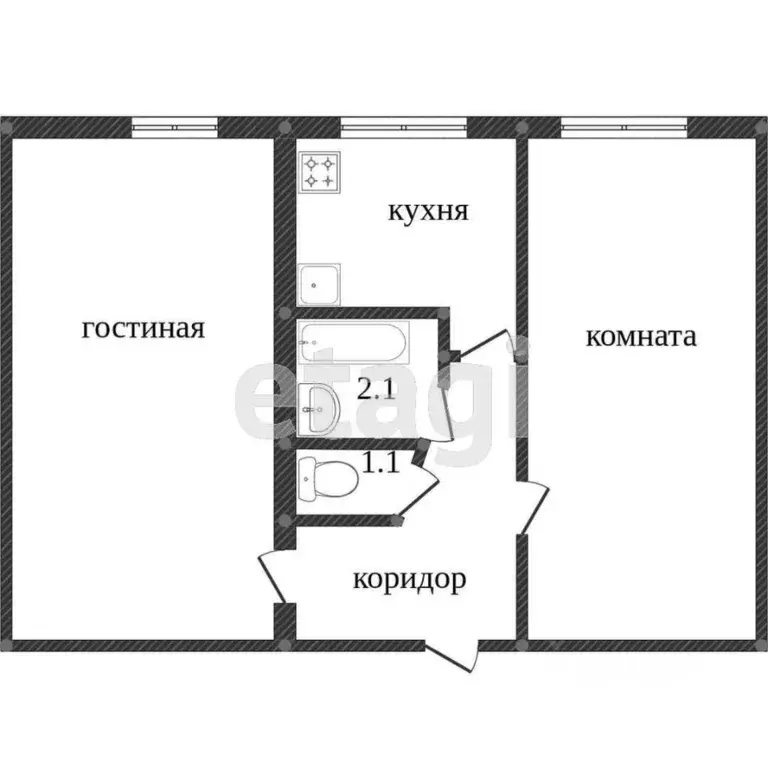 2-к кв. Костромская область, Кострома ул. Яна Кульпе, 4 (45.2 м) - Фото 2