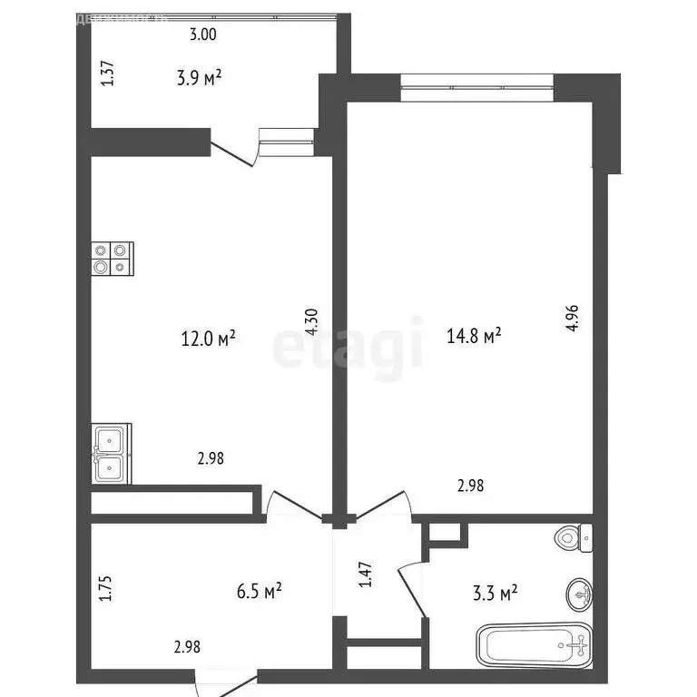 1-комнатная квартира: Тюмень, улица Николая Фёдорова, 17 (36.6 м) - Фото 0