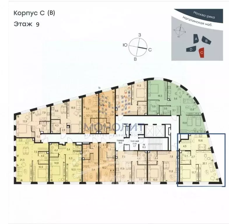 2-к кв. Москва Нагатинская наб., 10А (54.7 м) - Фото 2