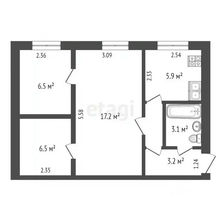 2-к кв. Калужская область, Калуга Турынино мкр, ул. Советская, 4 (44.1 ... - Фото 2