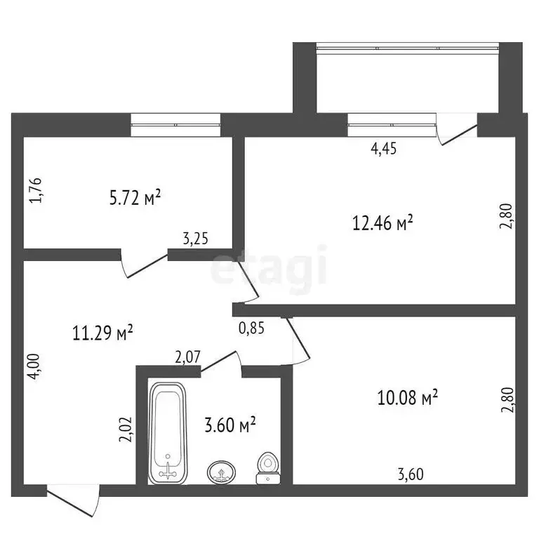 2-комнатная квартира: Синезёрки, Санаторная улица, 4 (43.2 м) - Фото 0