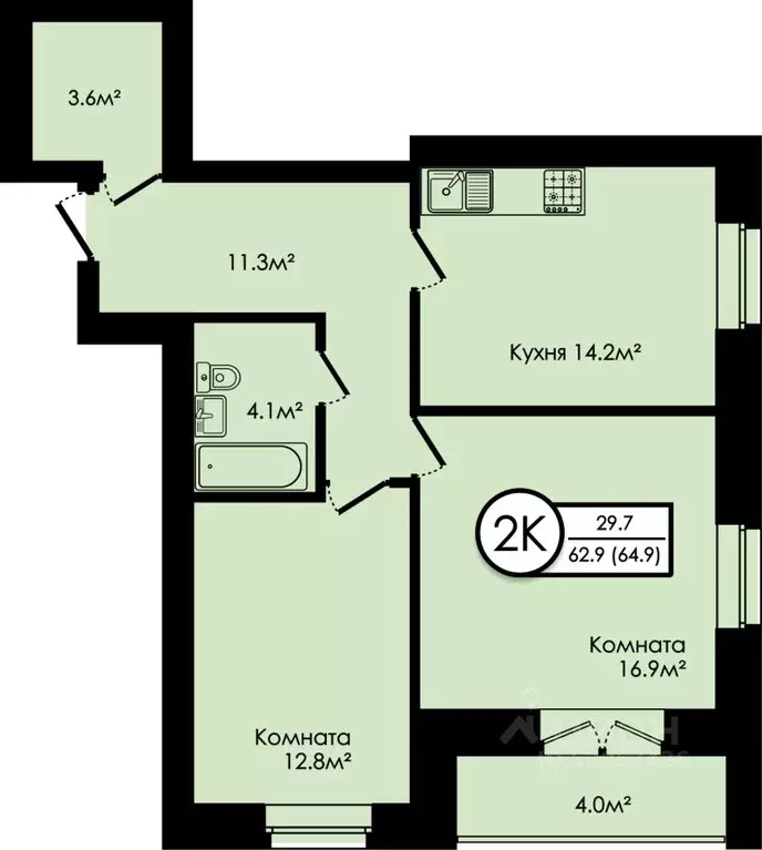 2-к кв. Ярославская область, Ярославский муниципальный округ, д. ... - Фото 0