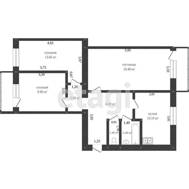 3-комнатная квартира: Ялуторовск, улица Муравьёва-Апостола, 74 (67.5 ... - Фото 1