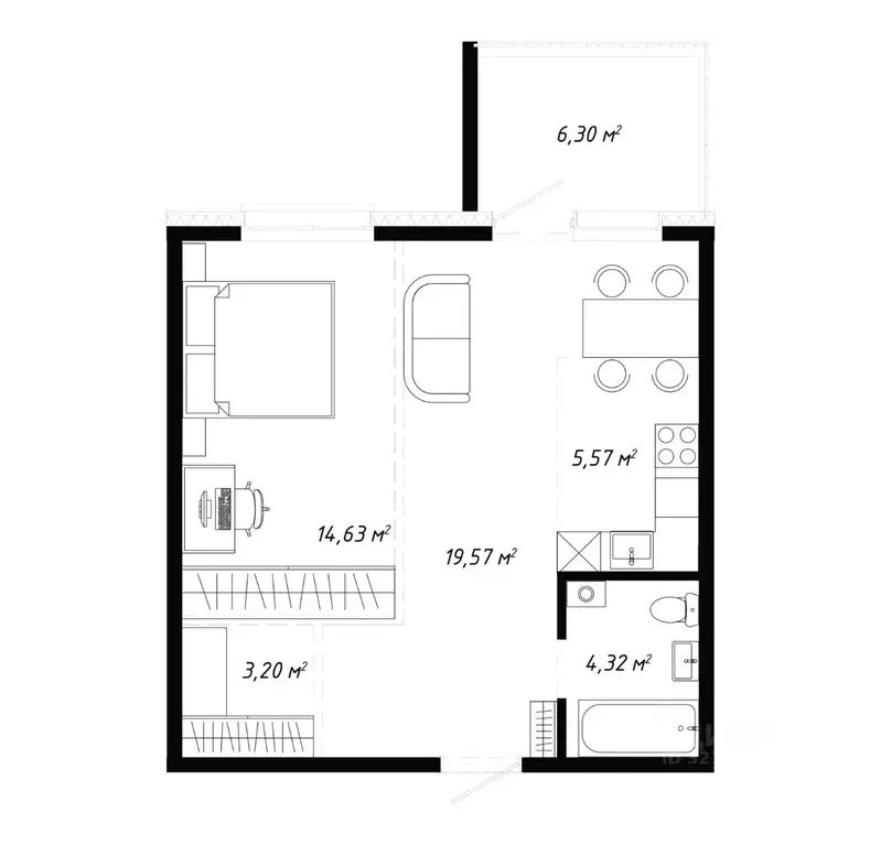 2-к кв. Иркутская область, Иркутск Правобережный округ, Кино жилой ... - Фото 2
