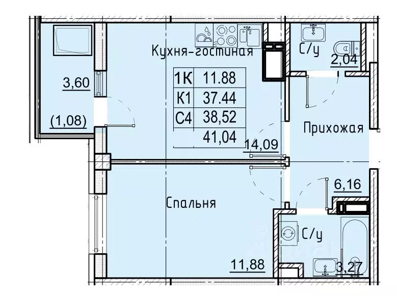 1-к кв. Ставропольский край, Ставрополь № 36 мкр, ЖК Фруктовый сад,  ... - Фото 0