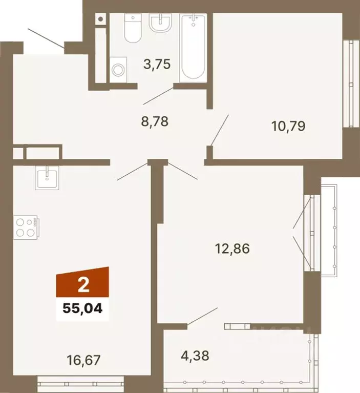 2-к кв. Свердловская область, Екатеринбург ул. Волгоградская, 197 ... - Фото 1