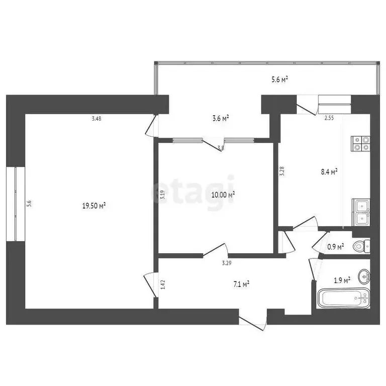 2-комнатная квартира: Евпатория, улица 5-й Авиагородок, 14 (49.1 м) - Фото 1
