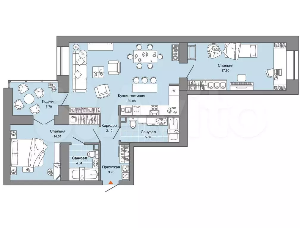 2-к. квартира, 81 м, 7/7 эт. - Фото 0