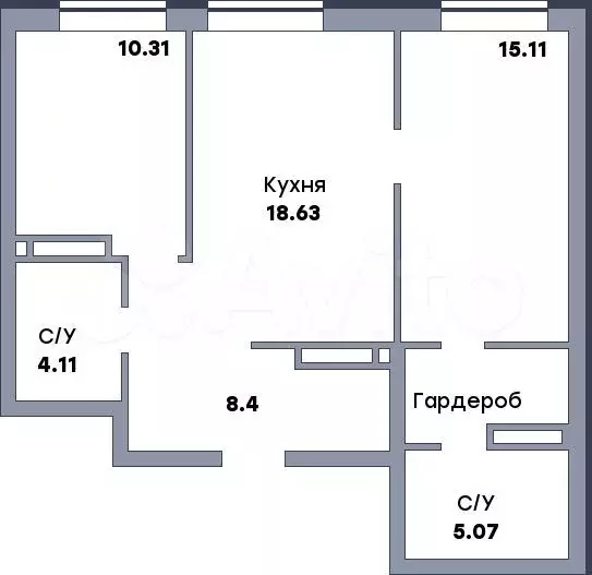 2-к. квартира, 65,6 м, 9/17 эт. - Фото 0