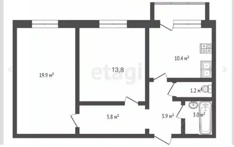 2-к кв. Московская область, Химки Молодежная ул., 74 (58.0 м) - Фото 1