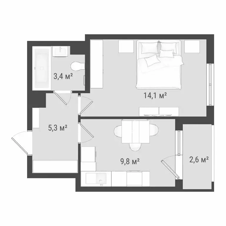 1-комнатная квартира: Ижевск, Воткинское шоссе, 83к2 (34.8 м) - Фото 1