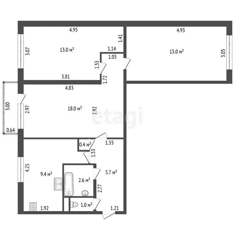 3-комнатная квартира: Санкт-Петербург, проспект Солидарности, 3к1 ... - Фото 1