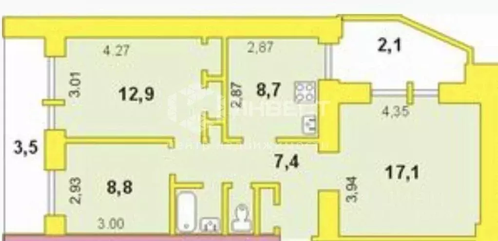 3-к кв. Мурманская область, Мурманск ул. Воровского, 20 (65.3 м) - Фото 2