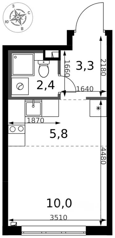 Студия Московская область, Химки Клязьма-Старбеево мкр, Международный ... - Фото 1