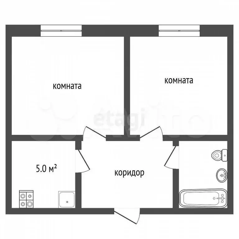 2-к. квартира, 35,8 м, 3/5 эт. - Фото 0