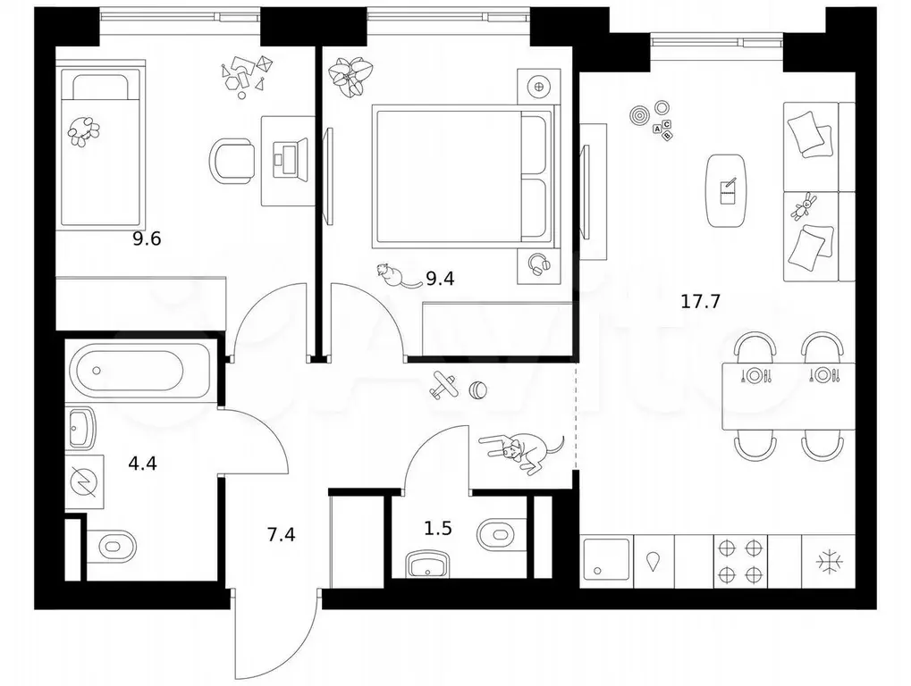 2-к. квартира, 50 м, 20/31 эт. - Фото 0