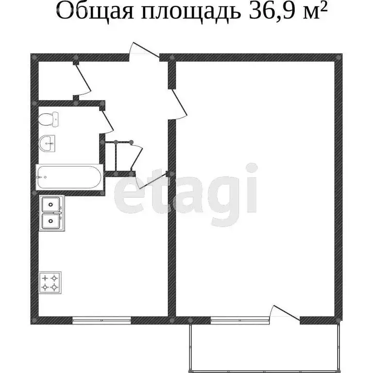 1-комнатная квартира: Вологда, Новгородская улица, 33 (38.3 м) - Фото 1