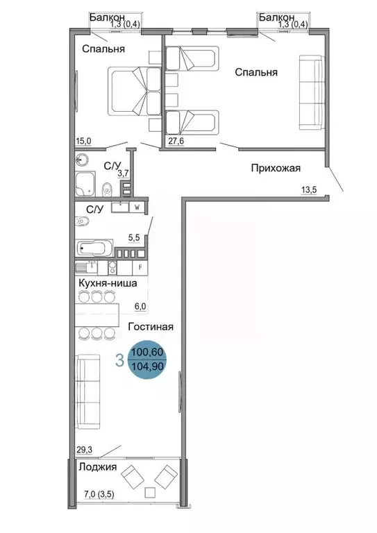 3-к кв. Крым, Керчь Белый город жилой комплекс (104.9 м) - Фото 0