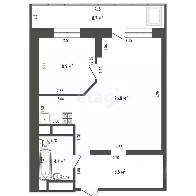 1-к кв. Самарская область, Самара ул. Советской Армии, 238а (60.7 м) - Фото 2