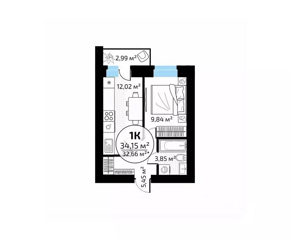 1-к кв. Самарская область, Самара пос. Мехзавод, 1-й кв-л, 50 (34.15 ... - Фото 1