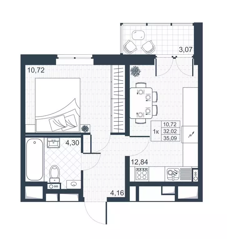 1-комнатная квартира: Коммунар, Самойловская улица, 2 (31.8 м) - Фото 1