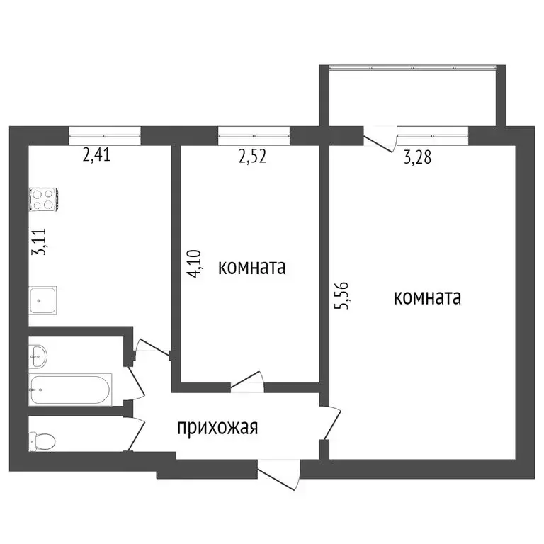 2-комнатная квартира: Тобольск, 2-я Северная улица, 17 (49.7 м) - Фото 1