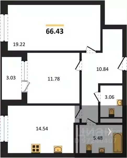 2-к кв. Воронежская область, Воронеж ул. Ломоносова, 116А (66.43 м) - Фото 0