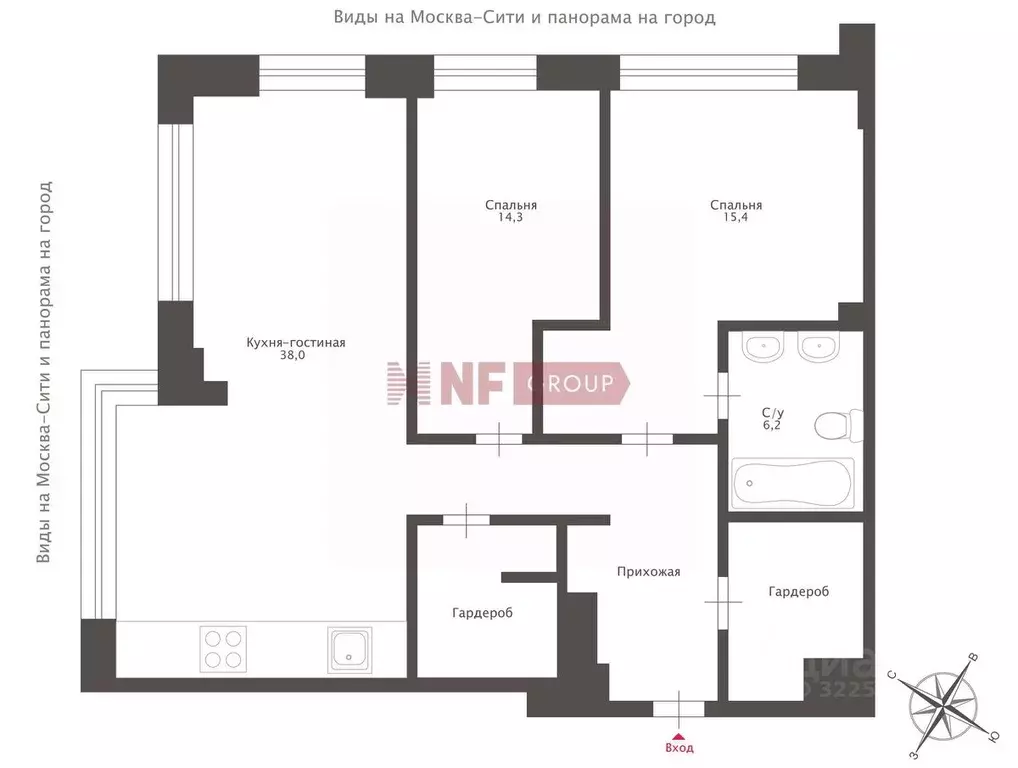 3-к кв. Москва Поклонная ул., 9 (100.9 м) - Фото 2