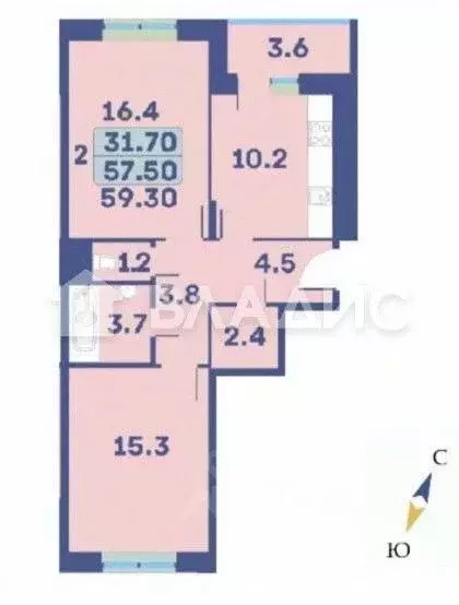2-к кв. Москва Эдельвейс жилой комплекс, 93 (59.3 м) - Фото 2